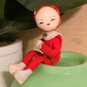 Vintage Christmas Ornament  Pixie Elf Baby Knee Hugger